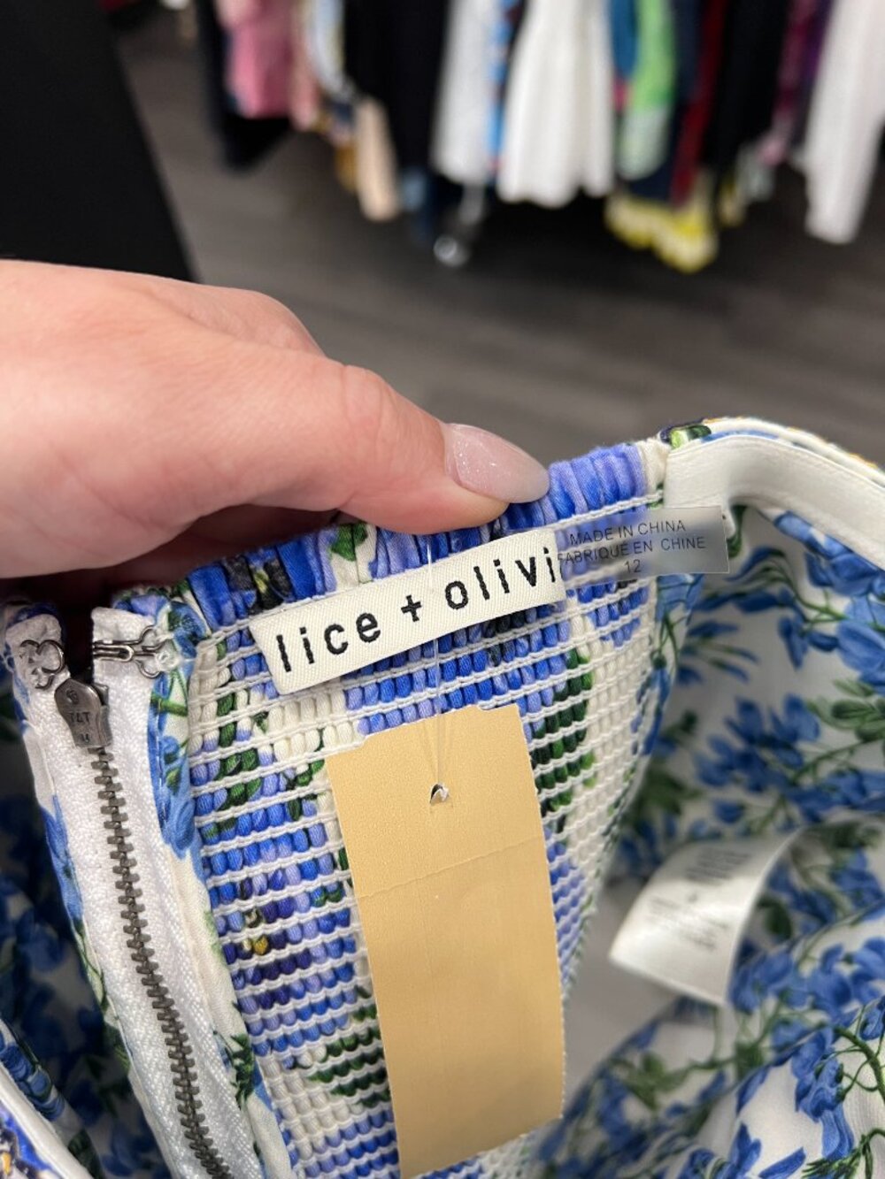 $250 Alice + Olivia Blue Perect Pansy Bandeau Ceresi Top size 12 - Picture 7 of 8